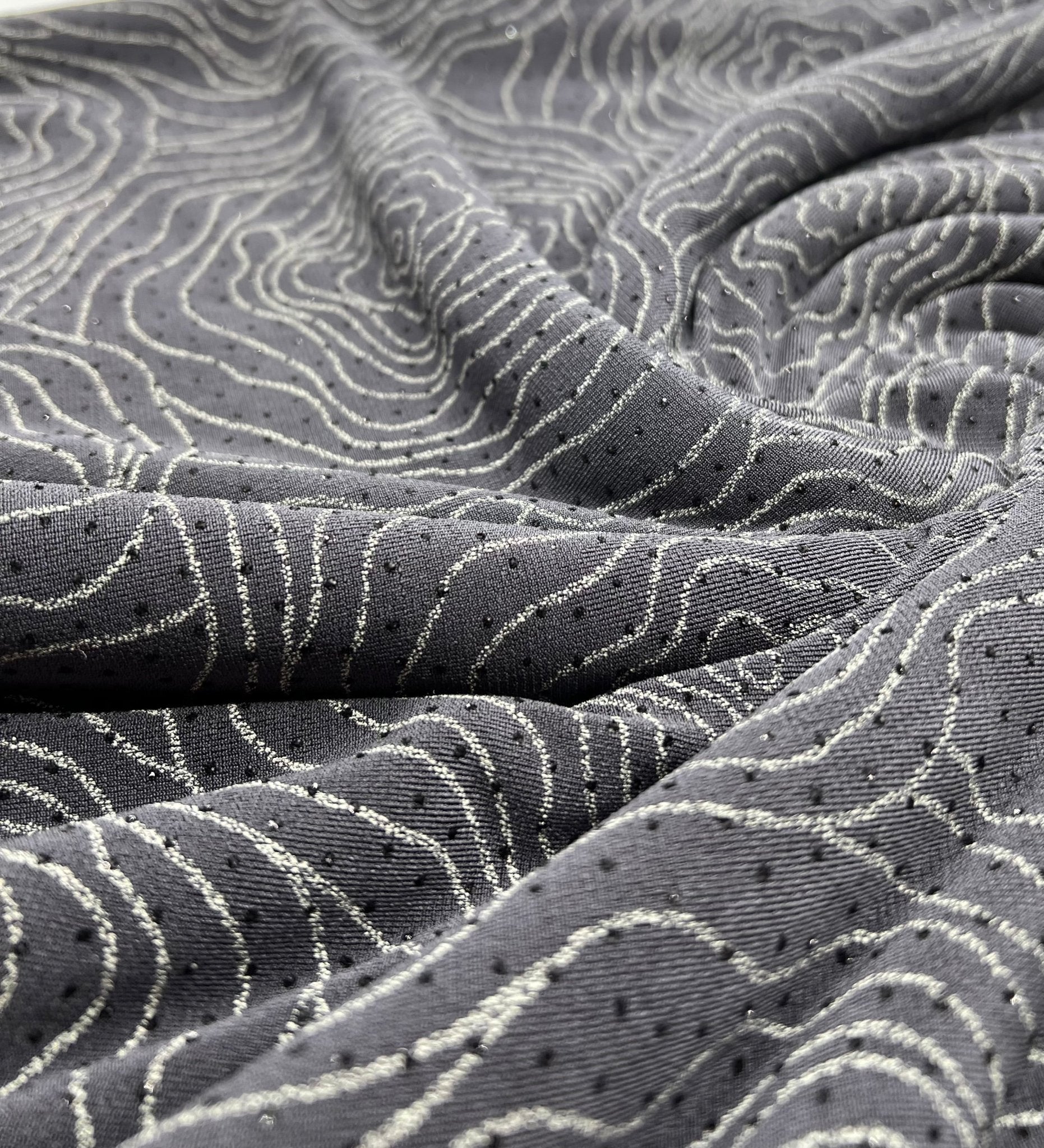Grey Patterned Glitter Sequin 4 Way Stretch Dress Craft Fabric - T9 Fabrics