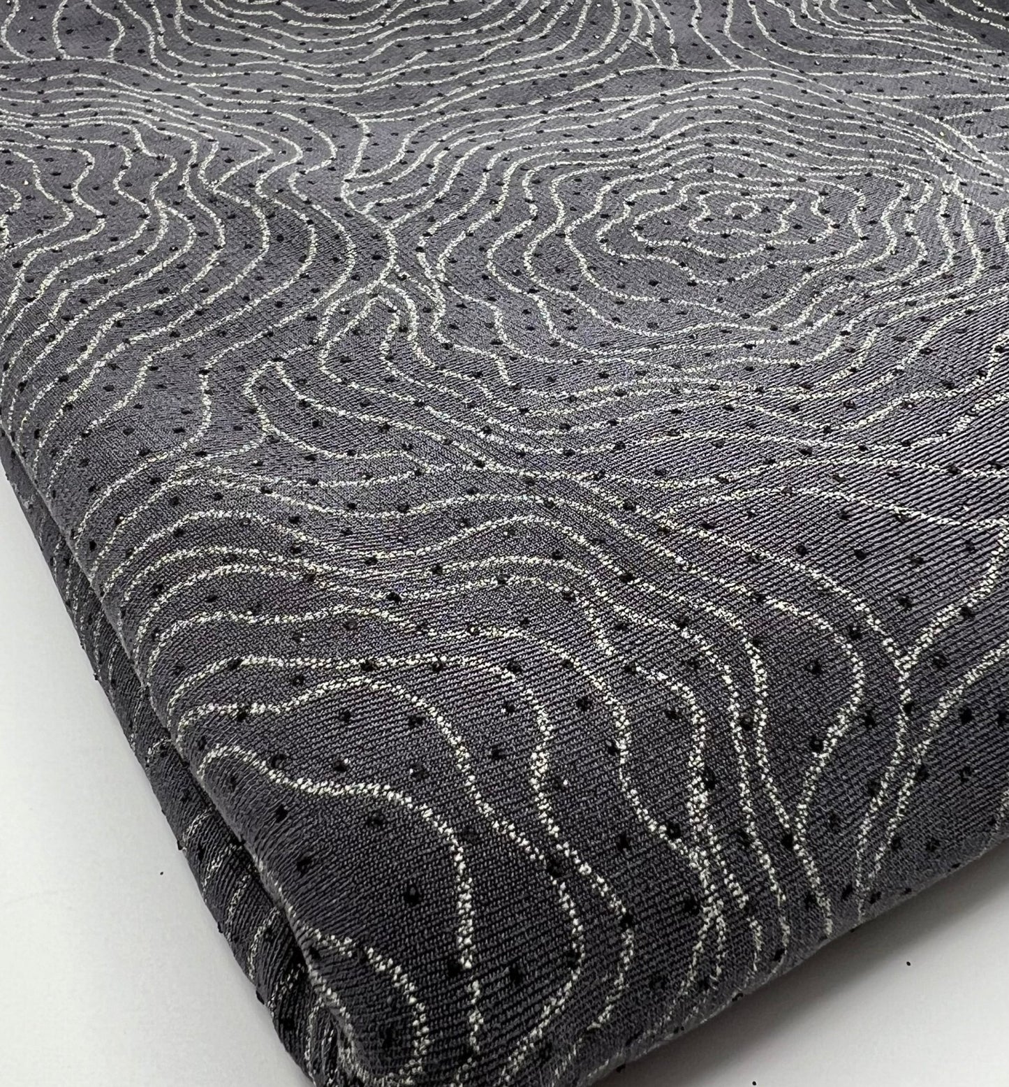 Grey Patterned Glitter Sequin 4 Way Stretch Dress Craft Fabric - T9 Fabrics