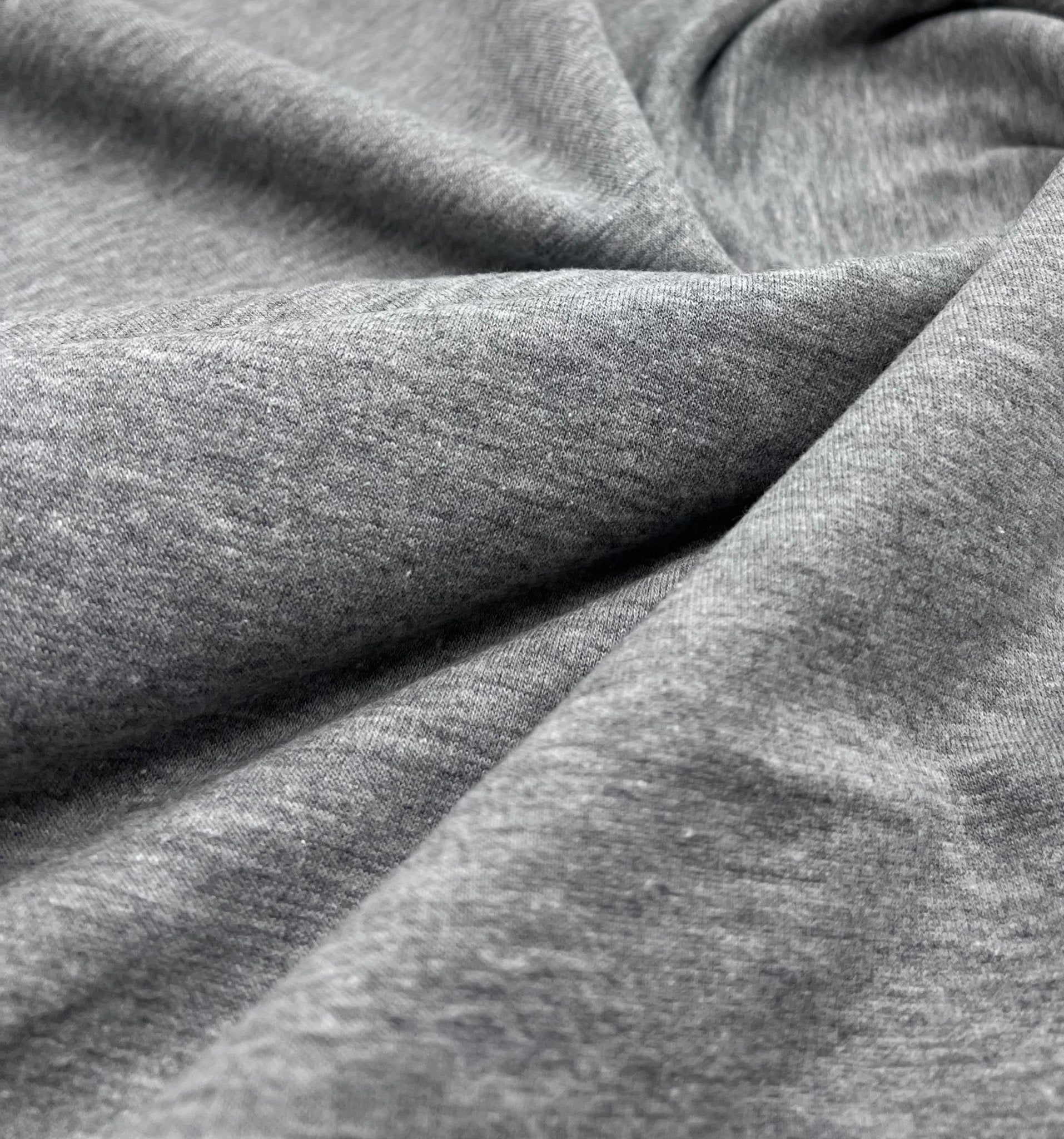 Grey Plain French Terry Loopback Cotton Jersey 230 GSM 95/5 Lycra Jersey, 4 Way Stretch - T9 Fabrics