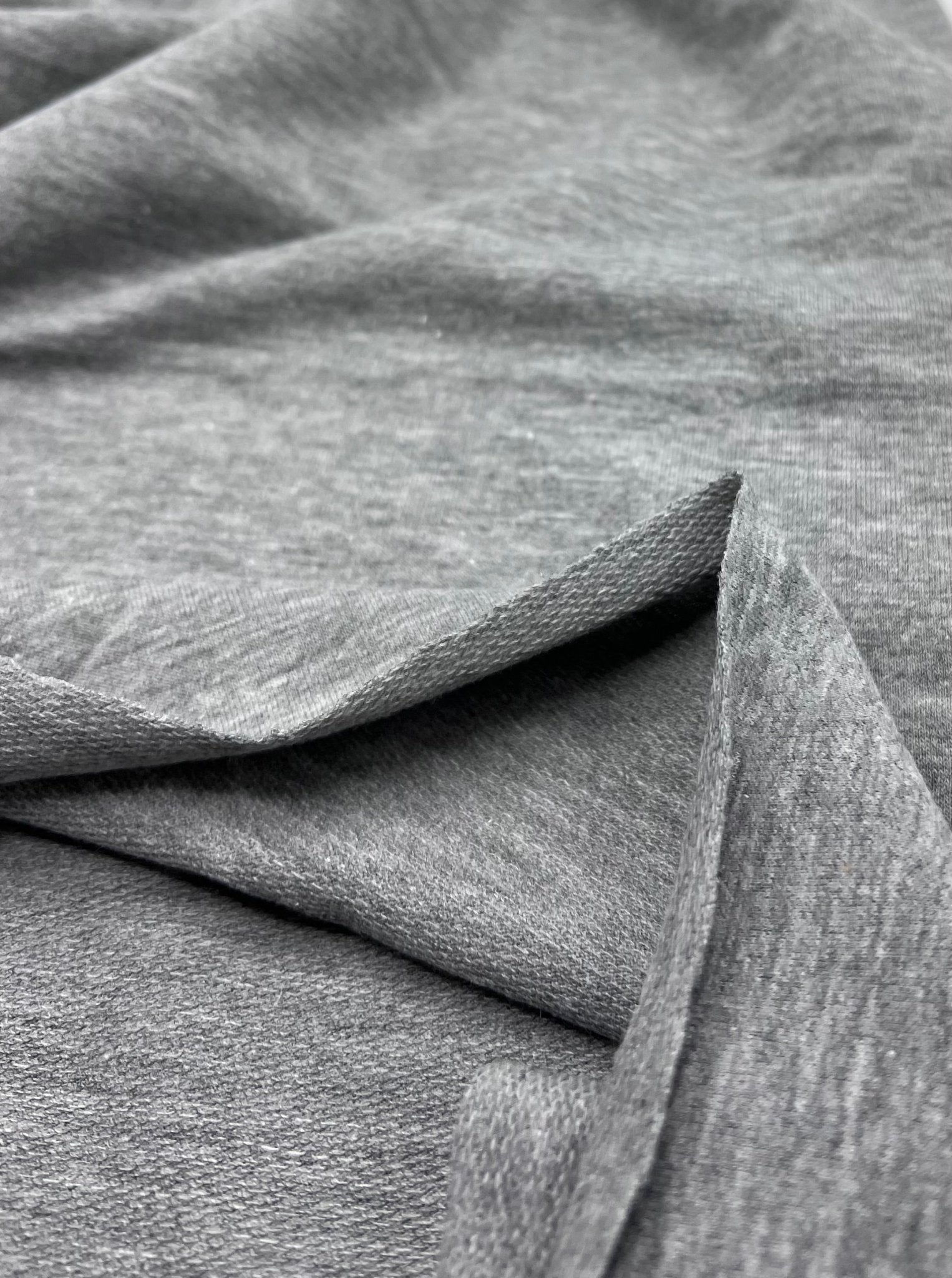 Grey French Terry Loopback Cotton Jersey 230 GSM 95/5 Lycra Way Stretch