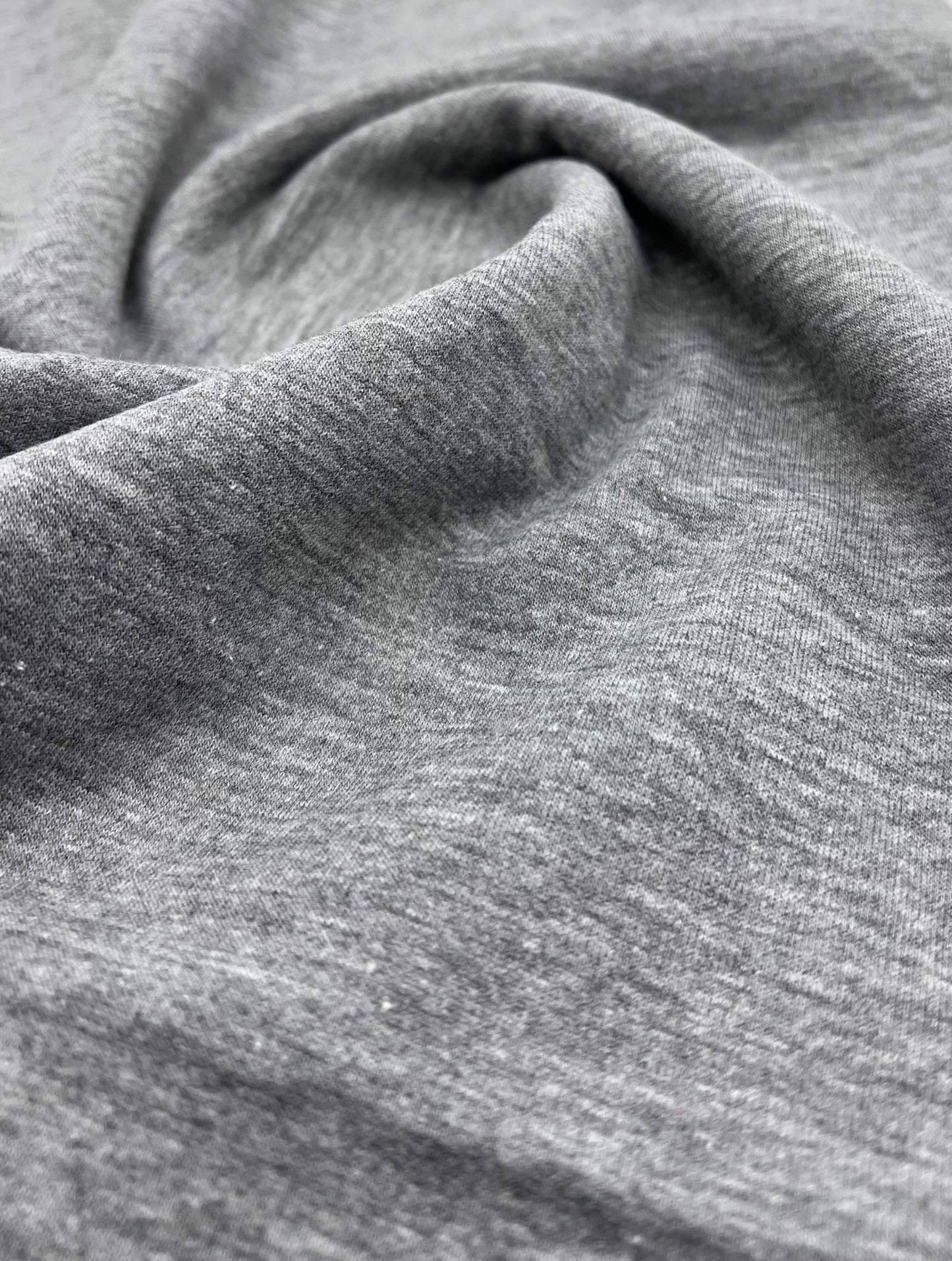 Grey Plain French Terry Loopback Cotton Jersey 230 GSM 95/5 Lycra Jersey, 4 Way Stretch - T9 Fabrics