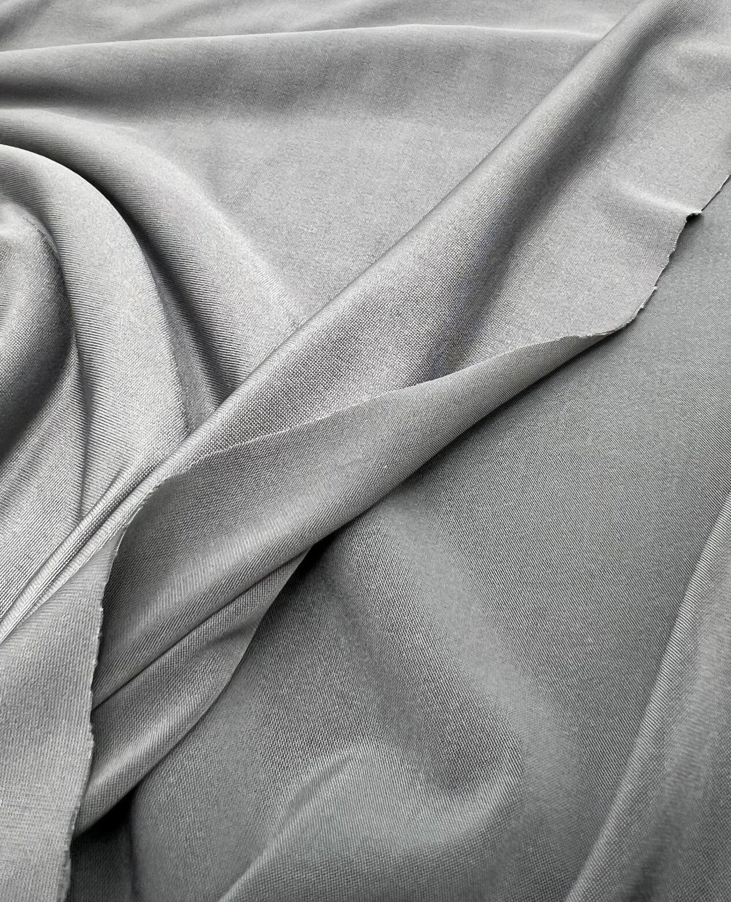 Grey Plain Shiny Soft Touch 4 Way Stretch Fabric - T9 Fabrics