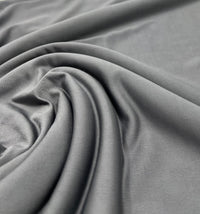 Grey Plain Shiny Soft Touch 4 Way Stretch Fabric - T9 Fabrics