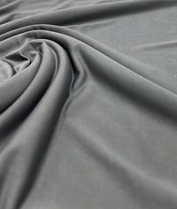 Grey Plain Shiny Soft Touch 4 Way Stretch Fabric - T9 Fabrics