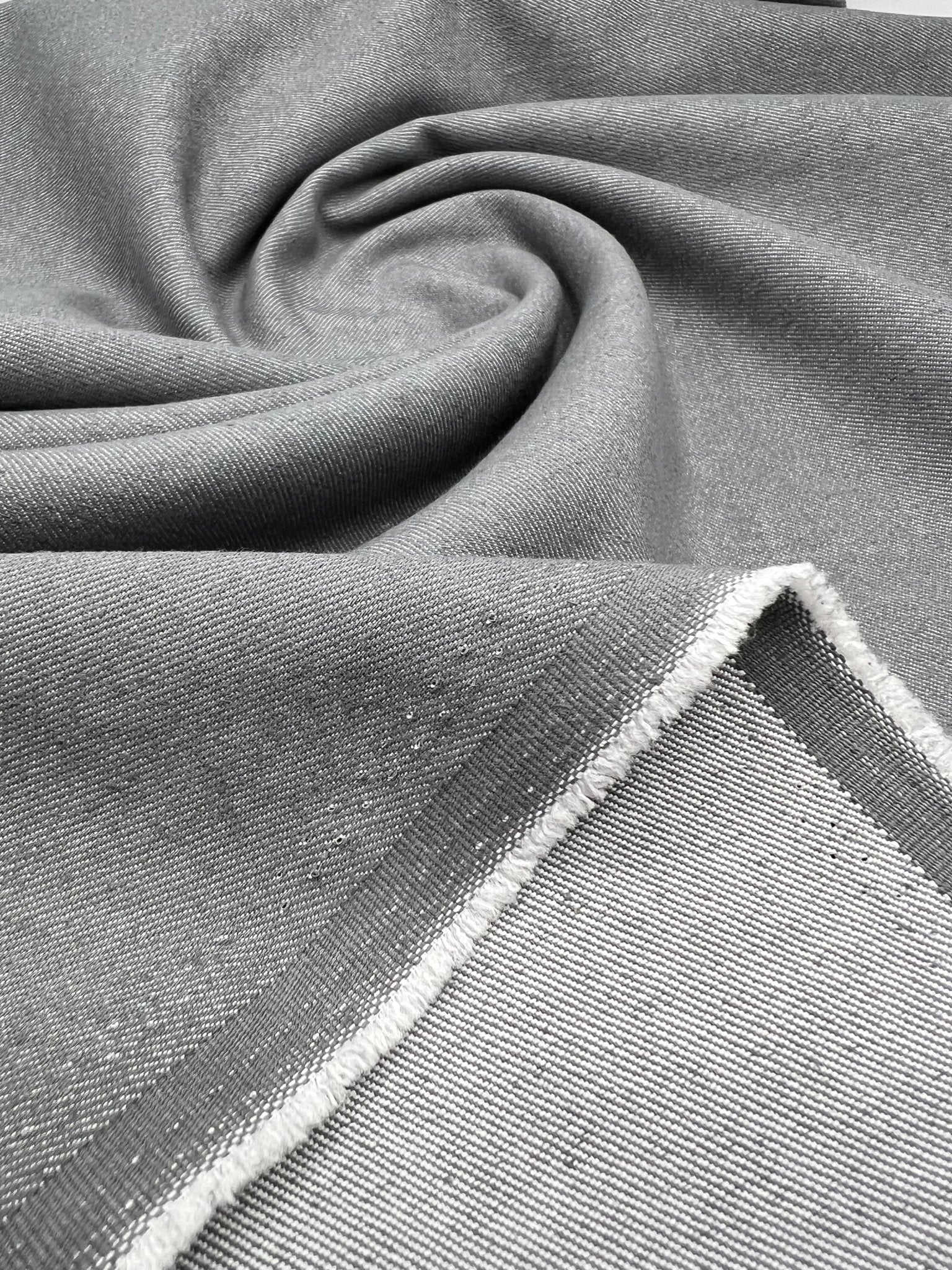 Grey Plain Washed Stretch Denim 280GSM - T9 Fabrics