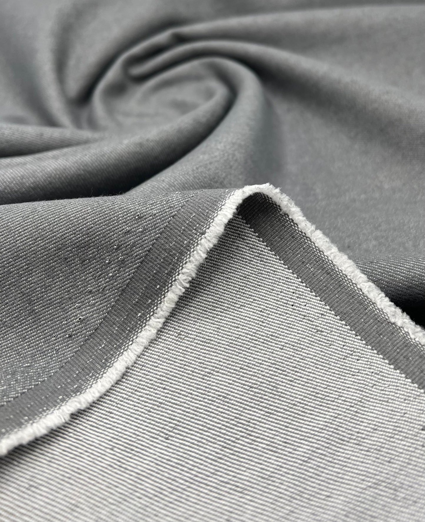 Grey Plain Washed Stretch Denim 280GSM - T9 Fabrics