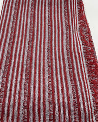 Grey Red Stripe Knitted Stretch Fabric - T9 Fabrics