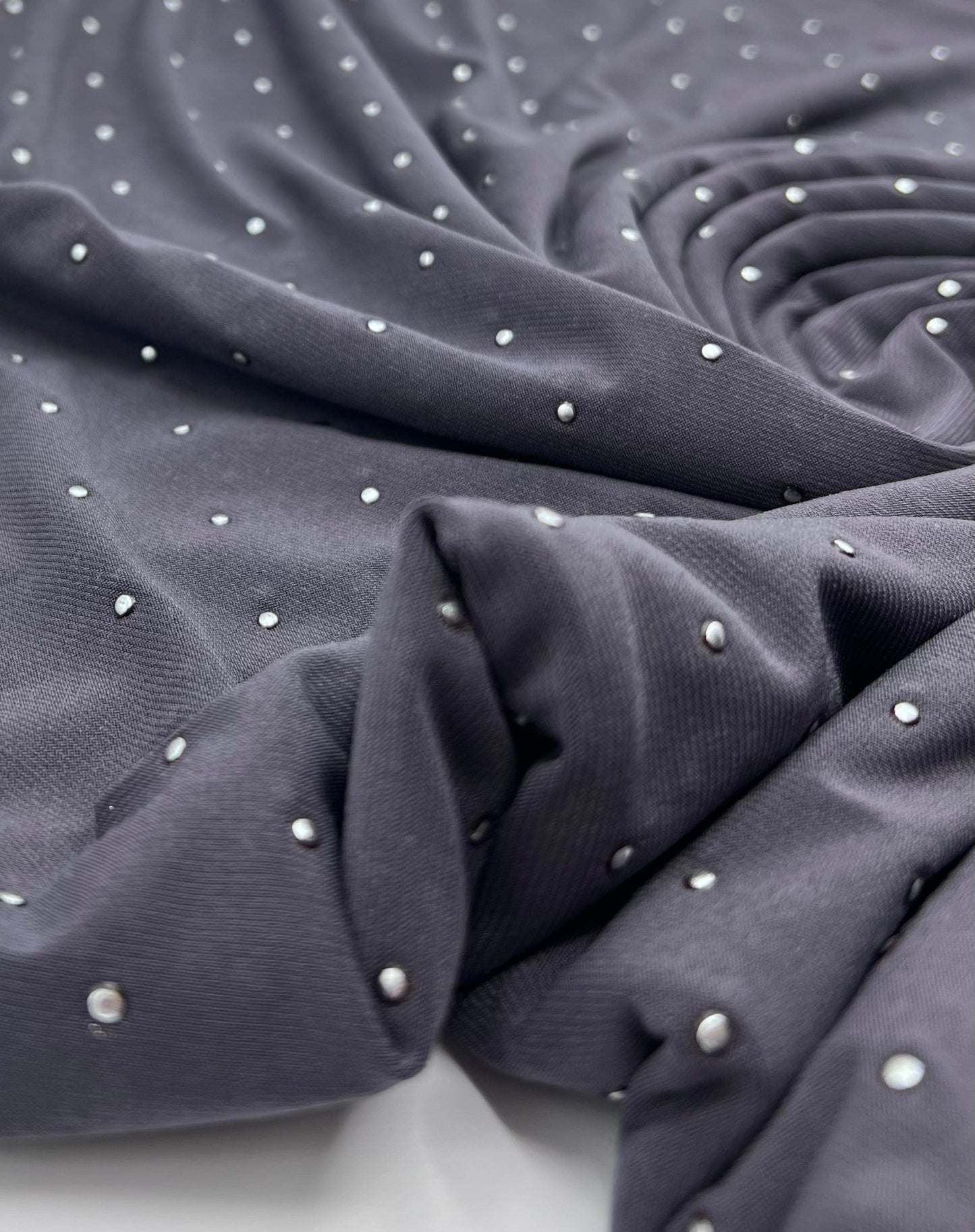 Grey Silver Metal Stud ITY Fabric - T9 Fabrics