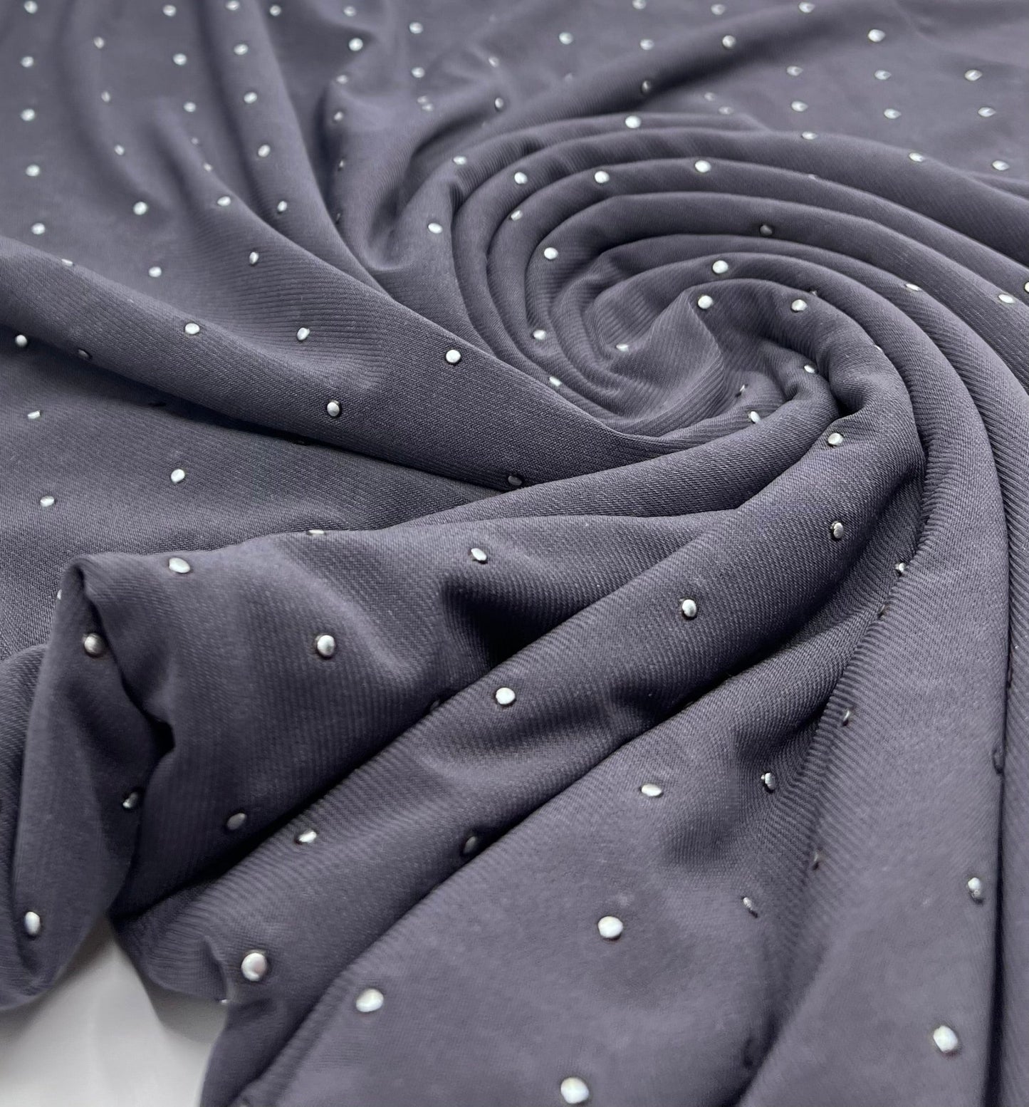 Grey Silver Metal Stud ITY Fabric - T9 Fabrics