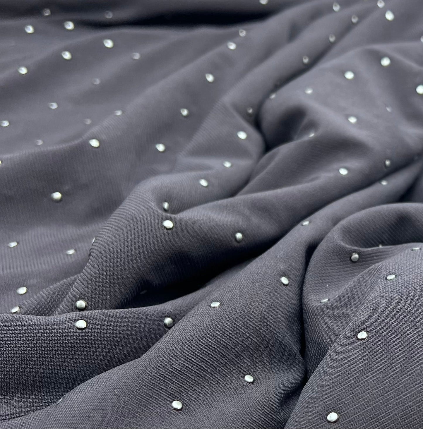 Grey Silver Metal Stud ITY Fabric - T9 Fabrics