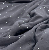 Grey Silver Metal Stud ITY Fabric - T9 Fabrics