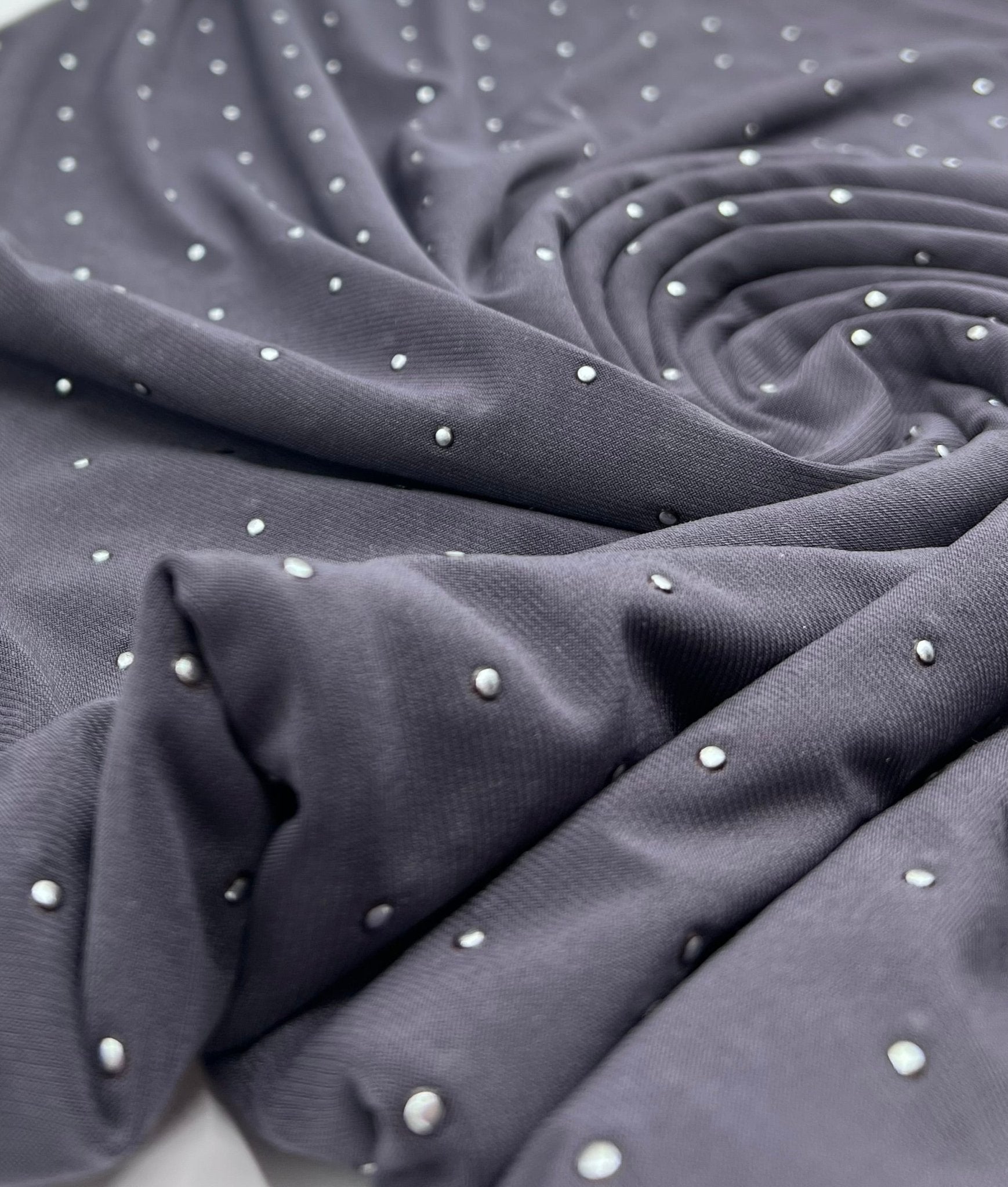 Grey Silver Metal Stud ITY Fabric - T9 Fabrics