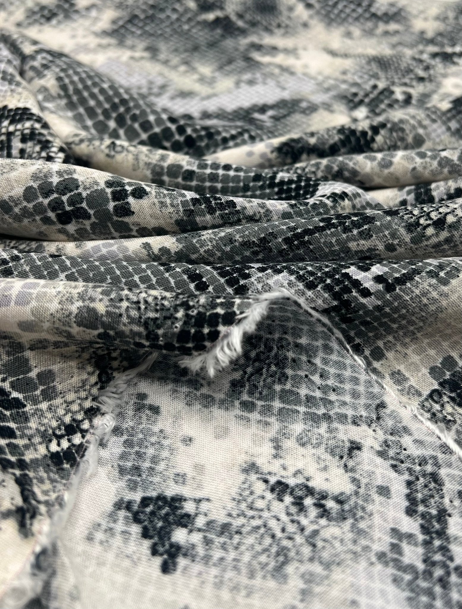 Grey Snake Mix 100% Viscose Non Stretch Fabric - T9 Fabrics