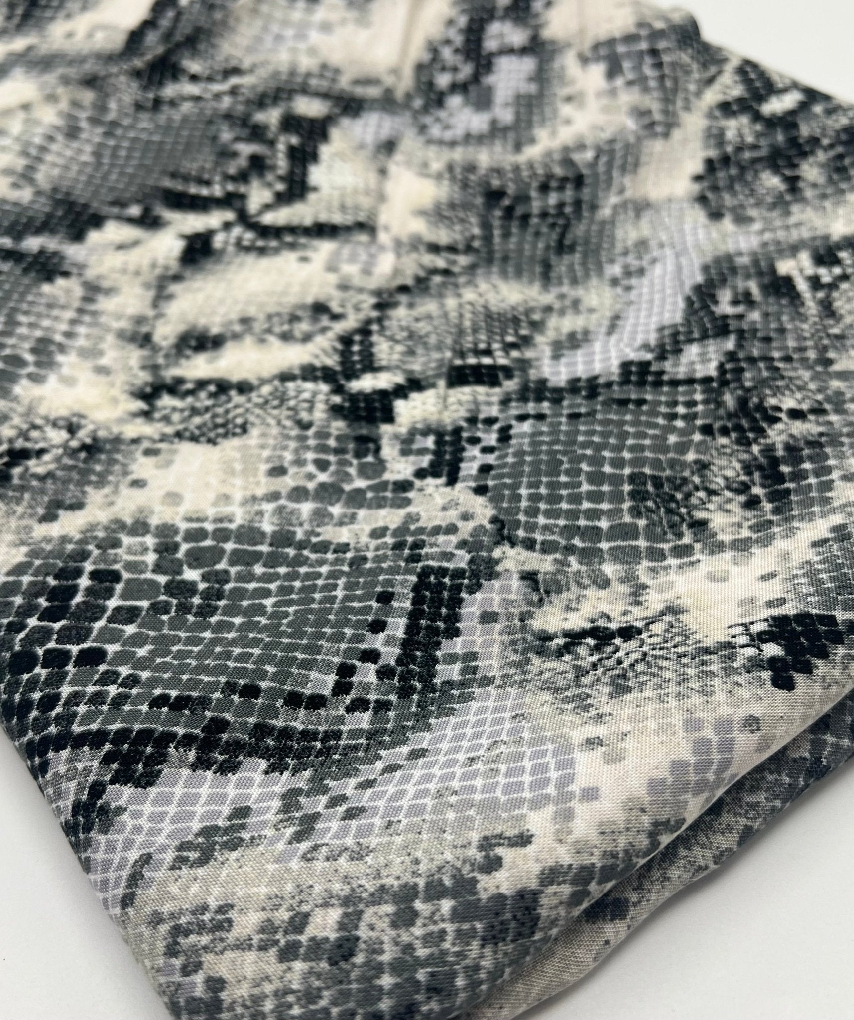Grey Snake Mix 100% Viscose Non Stretch Fabric - T9 Fabrics