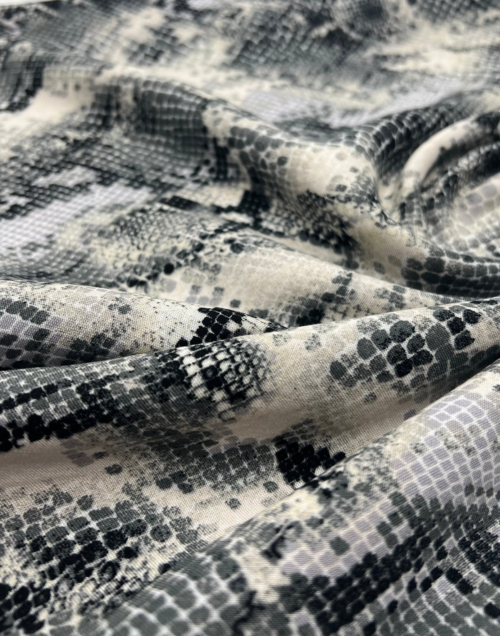 Grey Snake Mix 100% Viscose Non Stretch Fabric - T9 Fabrics