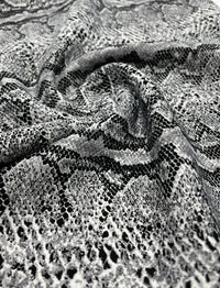Grey Snake Printed Plain Scuba 4 Way Stretch Jersey Fabric - T9 Fabrics