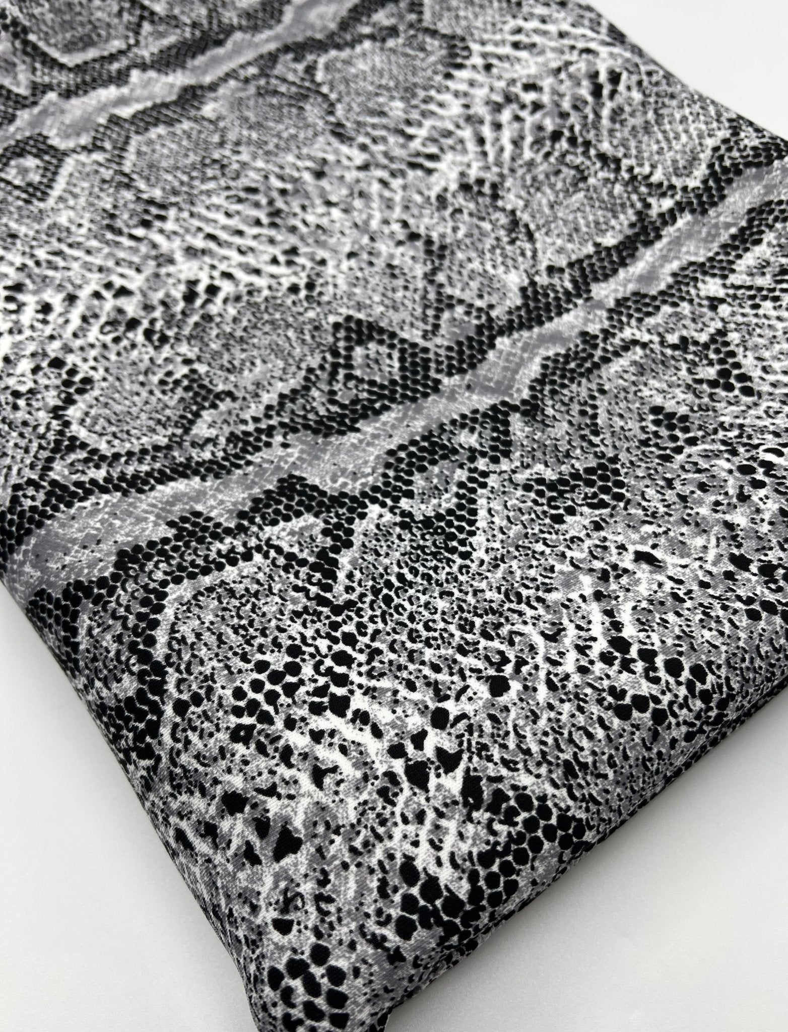 Grey Snake Printed Plain Scuba 4 Way Stretch Jersey Fabric - T9 Fabrics