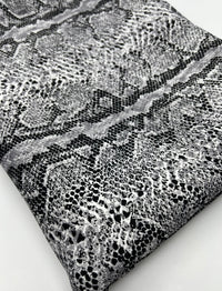 Grey Snake Printed Plain Scuba 4 Way Stretch Jersey Fabric - T9 Fabrics
