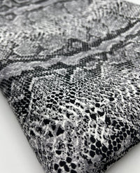 Grey Snake Printed Plain Scuba 4 Way Stretch Jersey Fabric - T9 Fabrics