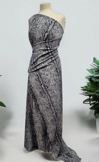 Grey Snake Printed Plain Scuba 4 Way Stretch Jersey Fabric - T9 Fabrics