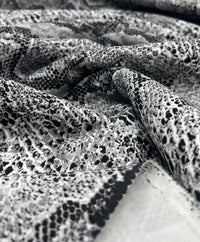 Grey Snake Printed Scuba Crepe Jersey Fabric 4 Way Stretch - T9 Fabrics