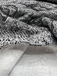 Grey Snake Printed Scuba Crepe Jersey Fabric 4 Way Stretch - T9 Fabrics
