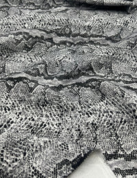 Grey Snake Printed Scuba Crepe Jersey Fabric 4 Way Stretch - T9 Fabrics