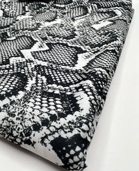 Grey Snake Printed Swimwear / Sportswear 4 Way Stretch Fabric - T9 Fabrics