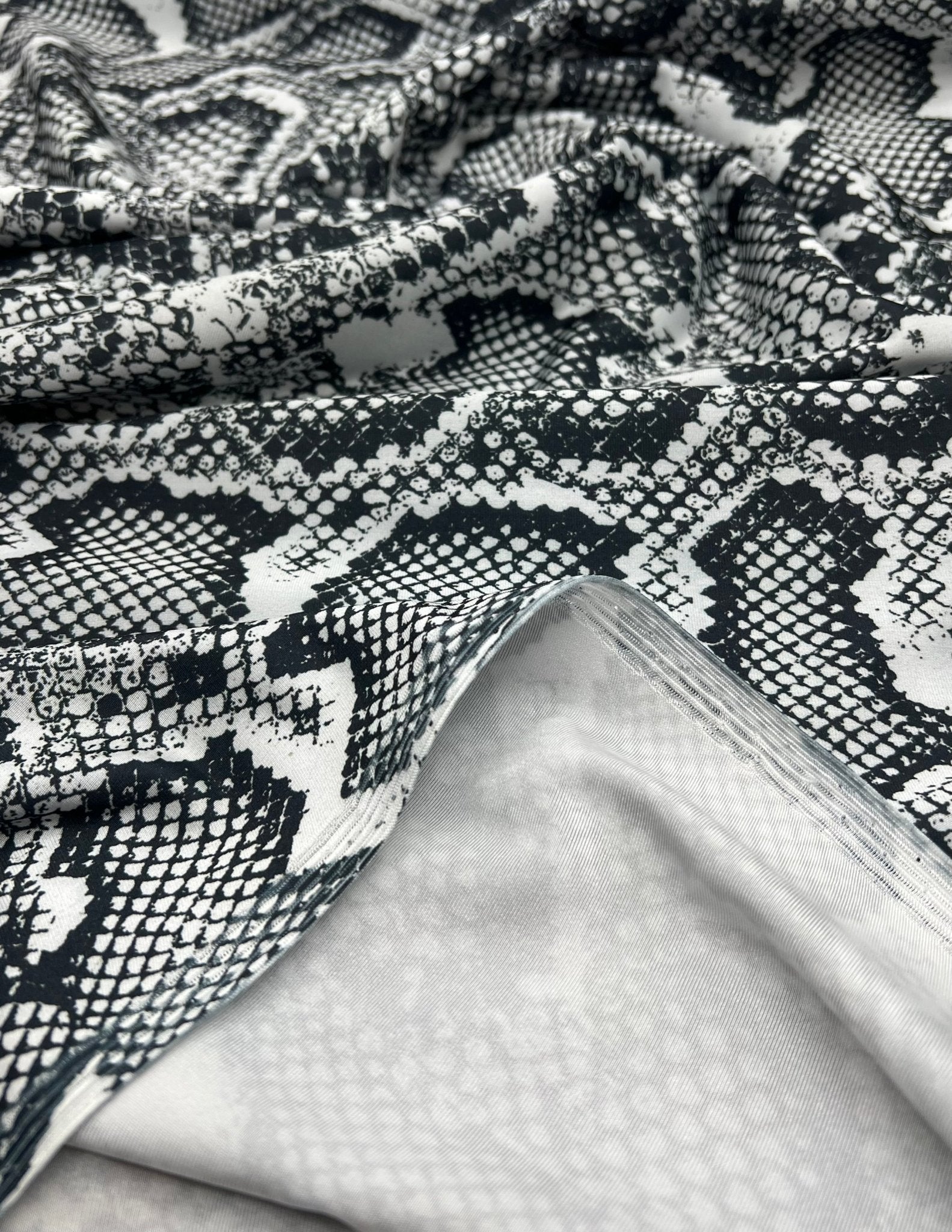 Grey Snake Printed Swimwear / Sportswear 4 Way Stretch Fabric - T9 Fabrics