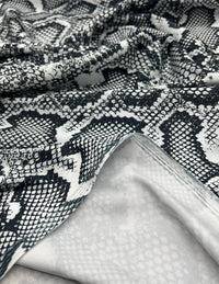 Grey Snake Printed Swimwear / Sportswear 4 Way Stretch Fabric - T9 Fabrics