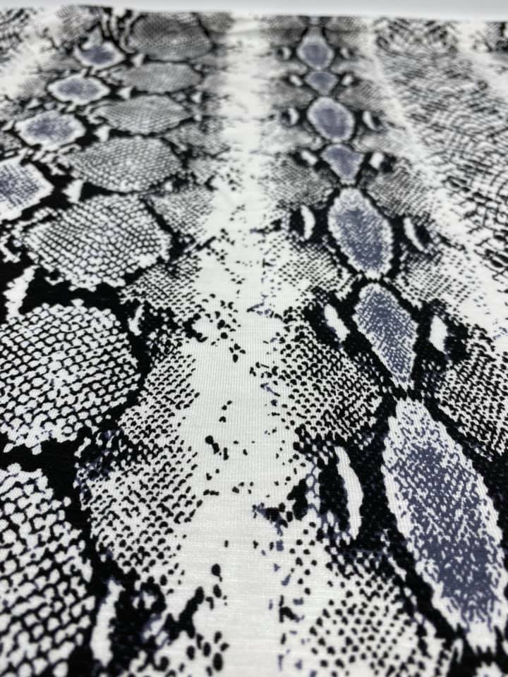 Grey Snakeskin Print Viscose Elastane Fabric - T9 Fabrics