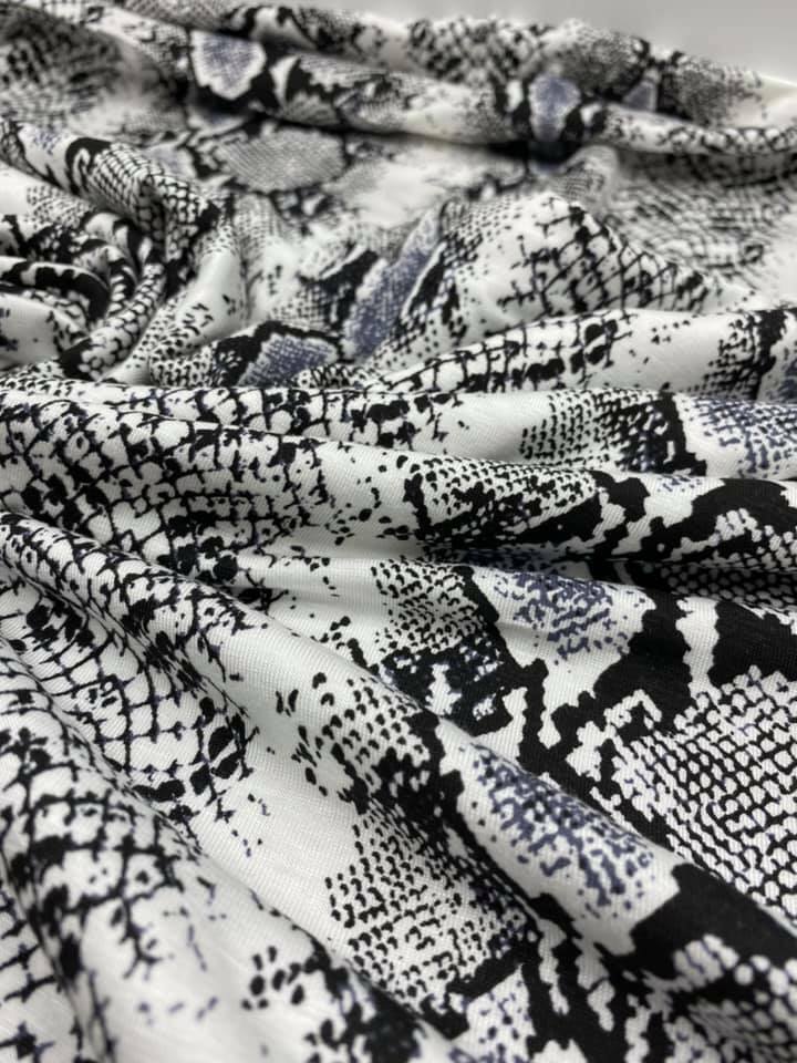 Grey Snakeskin Print Viscose Elastane Fabric - T9 Fabrics