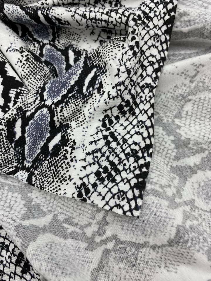 Grey Snakeskin Print Viscose Elastane Fabric - T9 Fabrics