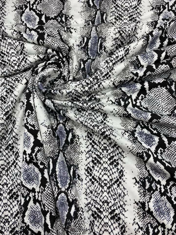 Grey Snakeskin Print Viscose Elastane Fabric - T9 Fabrics