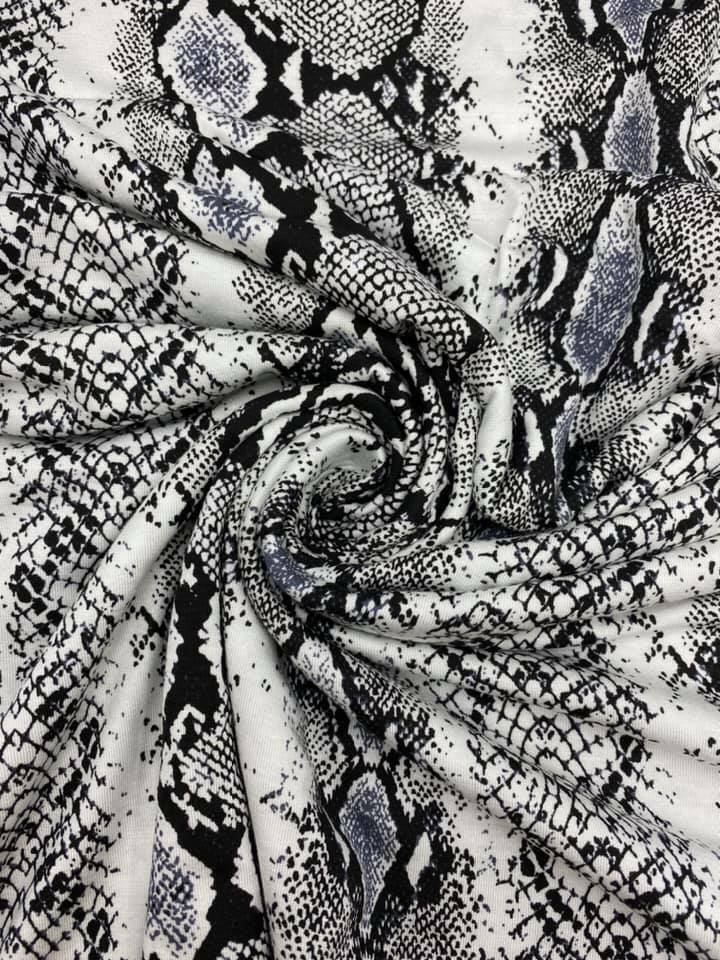 Grey Snakeskin Print Viscose Elastane Fabric - T9 Fabrics