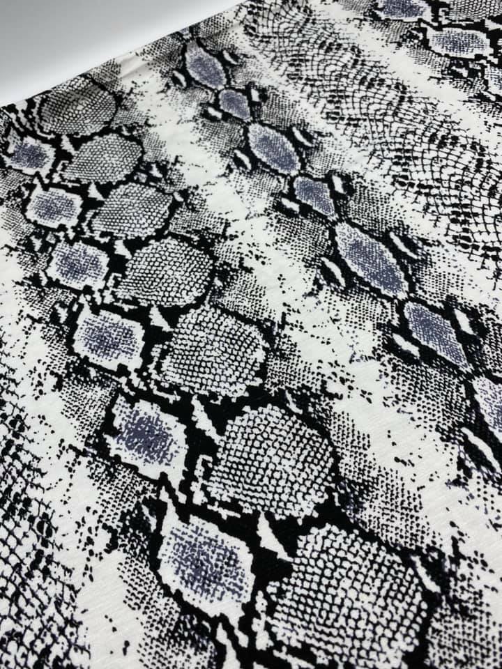 Grey Snakeskin Print Viscose Elastane Fabric - T9 Fabrics