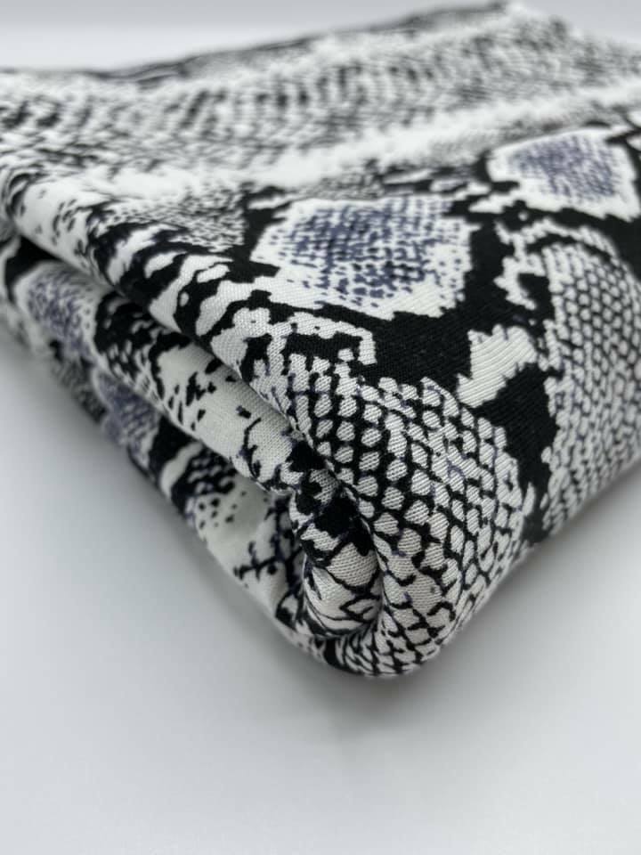 Grey Snakeskin Print Viscose Elastane Fabric - T9 Fabrics