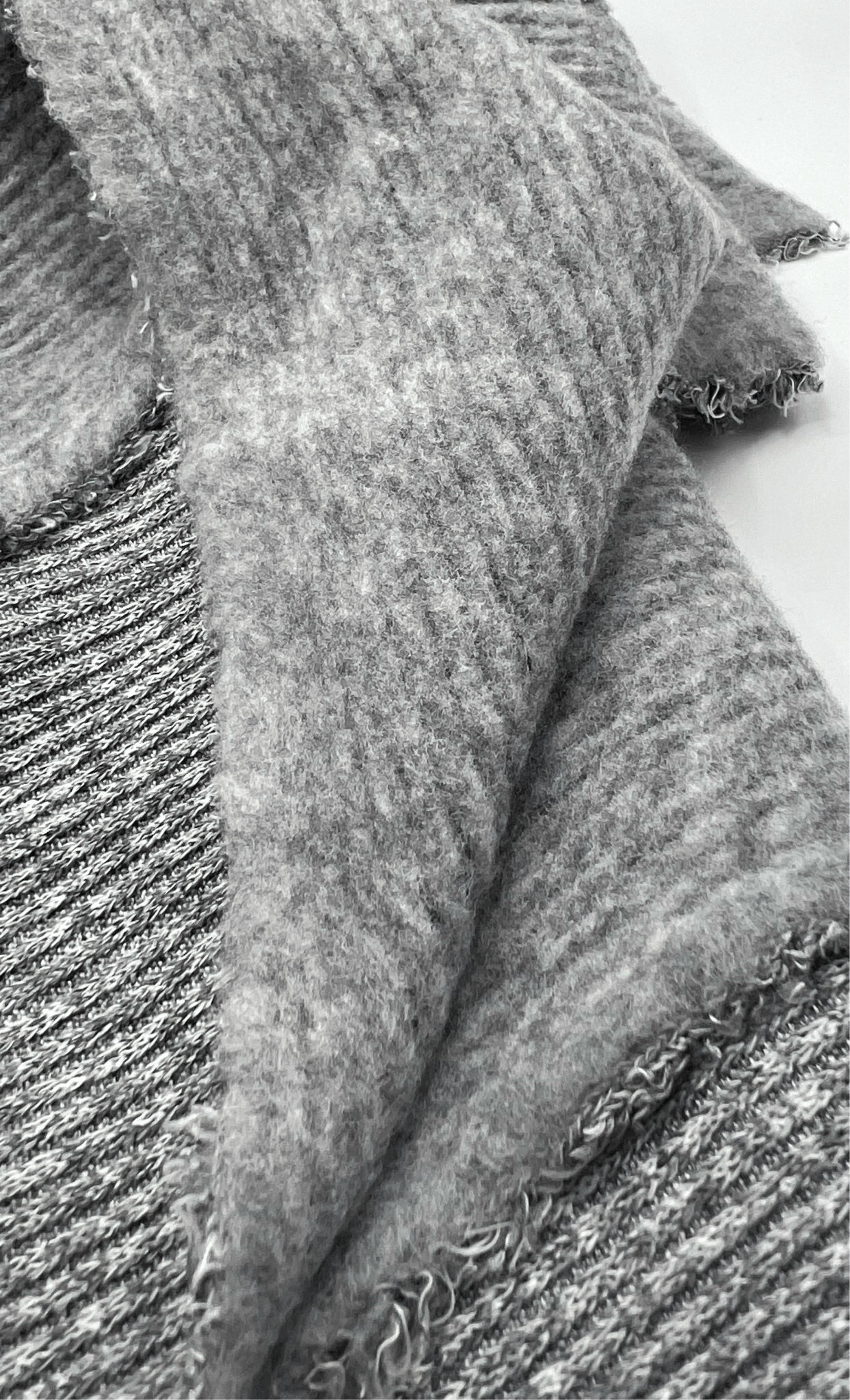 Grey Soft Brushed Cosy Wide Rib Stretch Fabric - T9 Fabrics