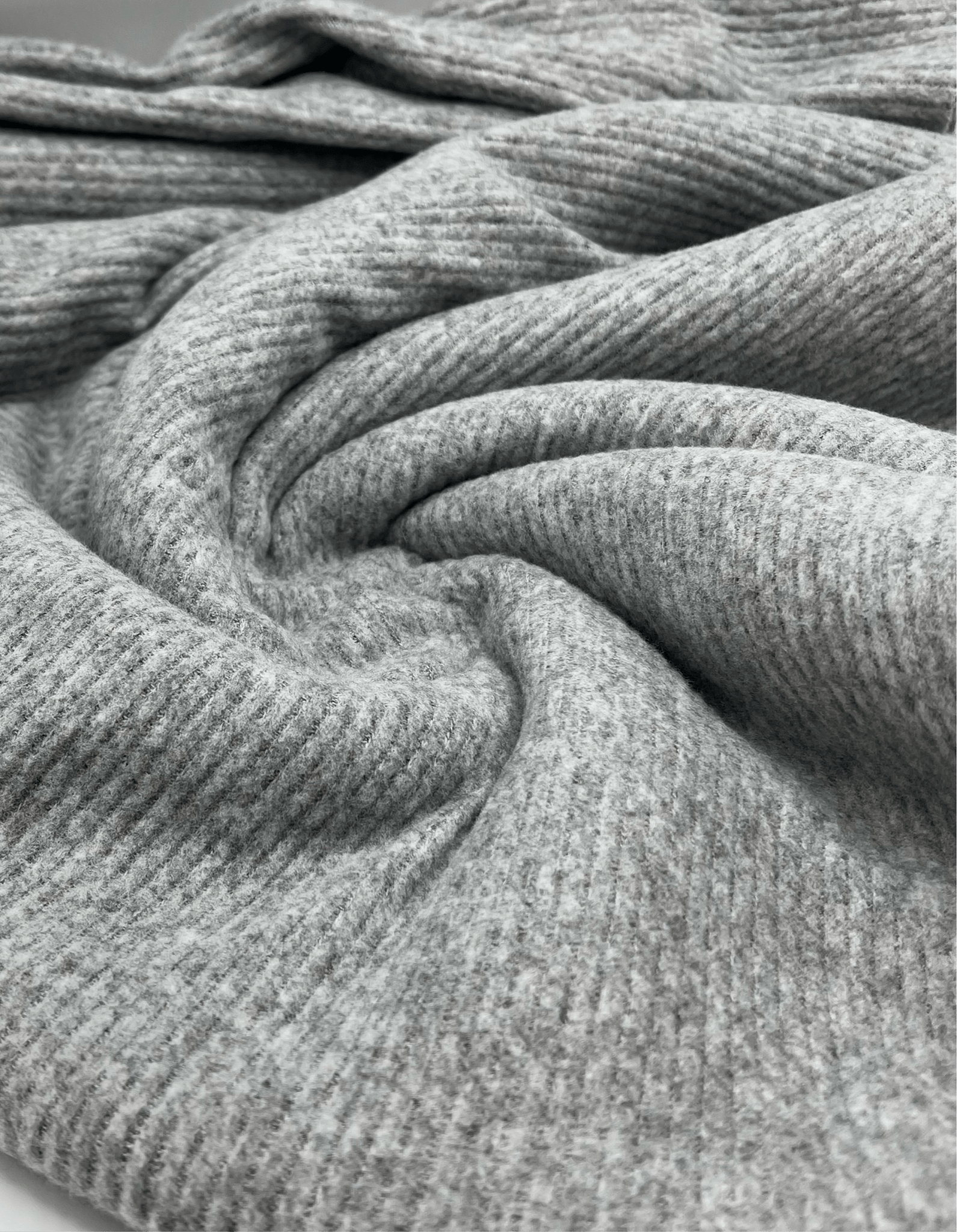 Grey Soft Brushed Cosy Wide Rib Stretch Fabric - T9 Fabrics