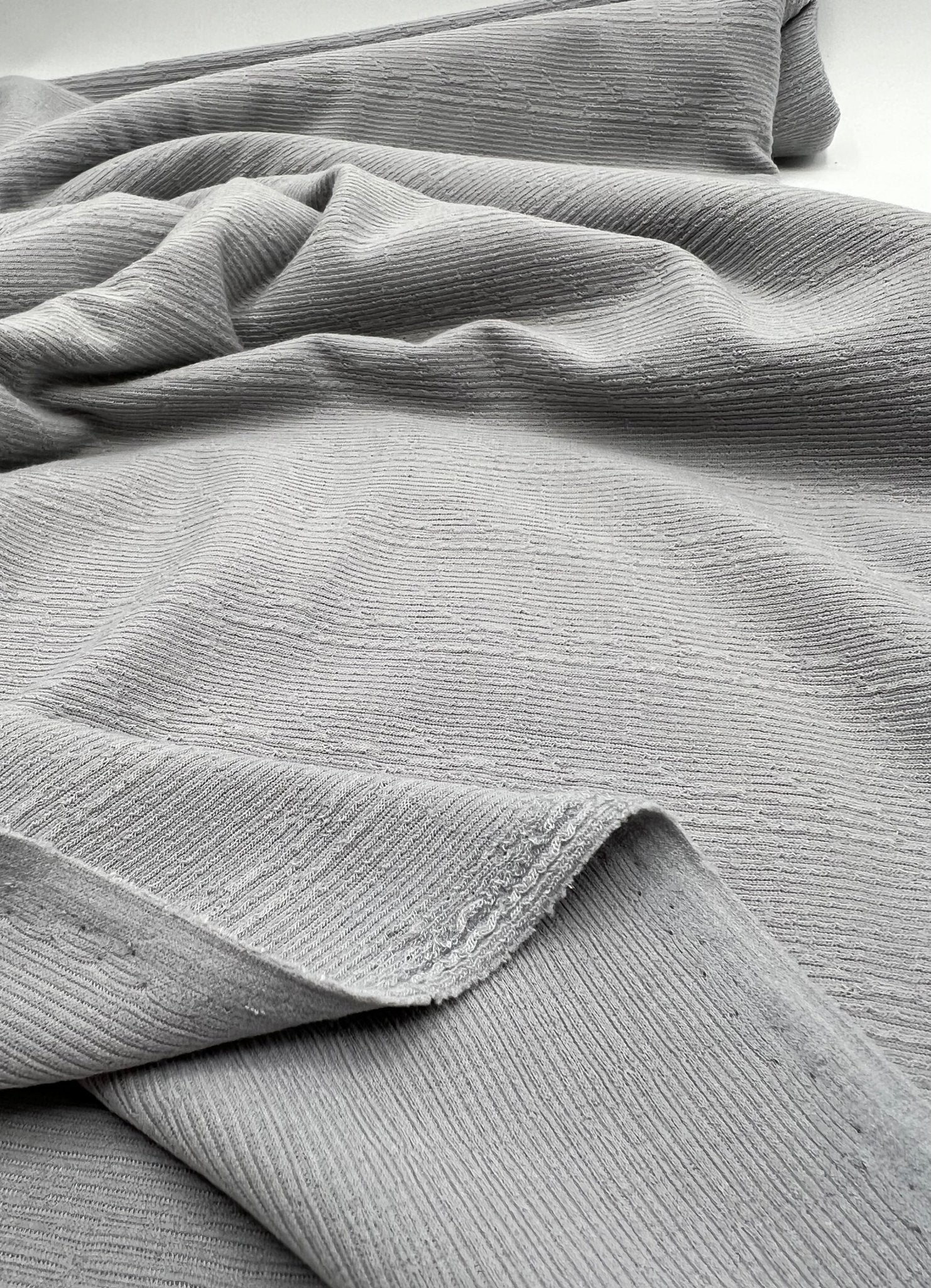 Grey Soft Striped Textured Stretch Fabric - T9 Fabrics