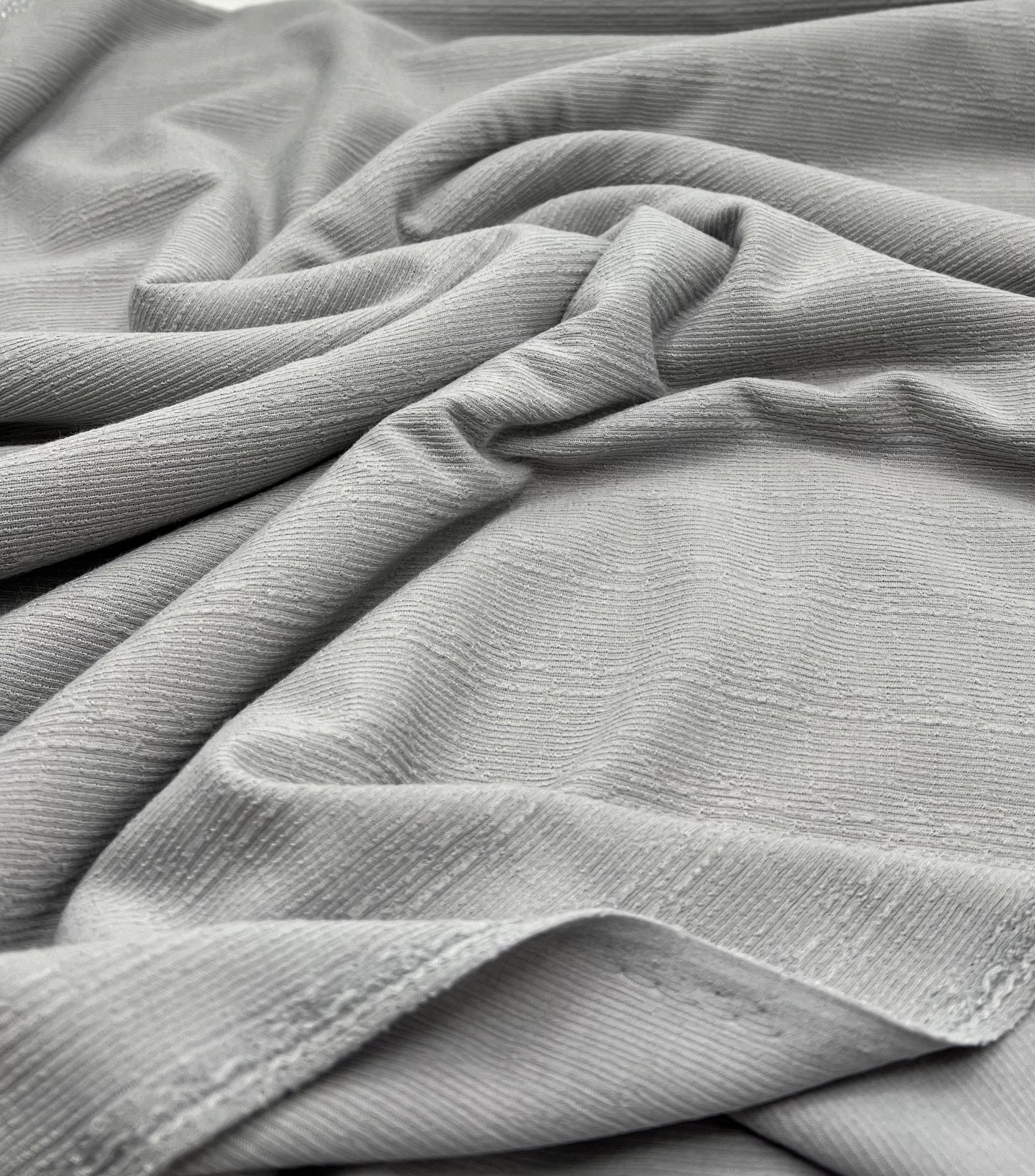 Grey Soft Striped Textured Stretch Fabric - T9 Fabrics