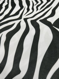 Grey White Animal Print 2X1 Fine Rib Stretch Fabric - T9 Fabrics