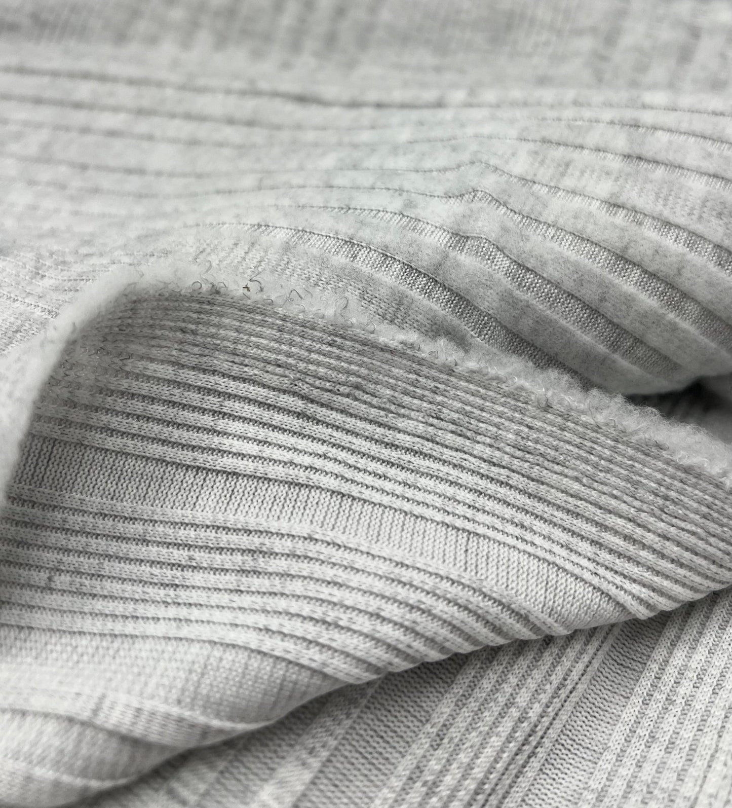 Grey Wide Soft Brushed Cosy Wide Rib Stretch Fabric - T9 Fabrics