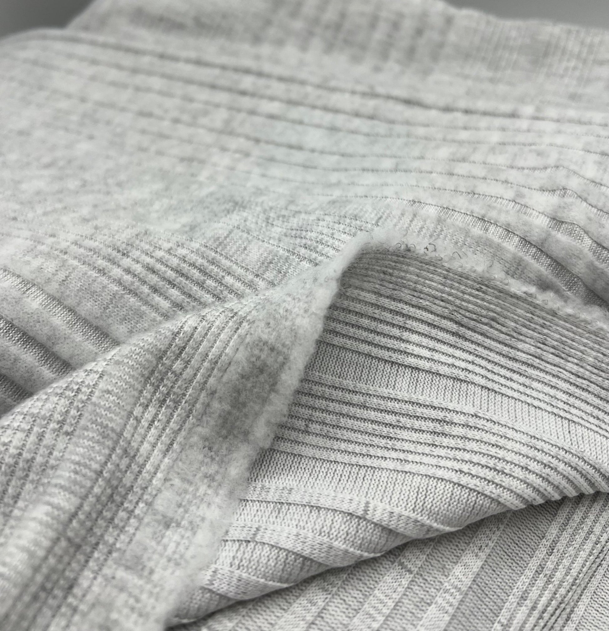 Grey Wide Soft Brushed Cosy Wide Rib Stretch Fabric - T9 Fabrics