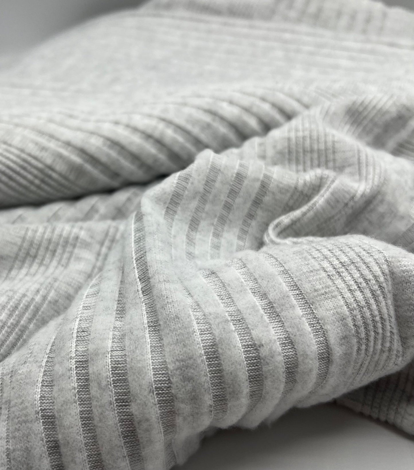 Grey Wide Soft Brushed Cosy Wide Rib Stretch Fabric - T9 Fabrics