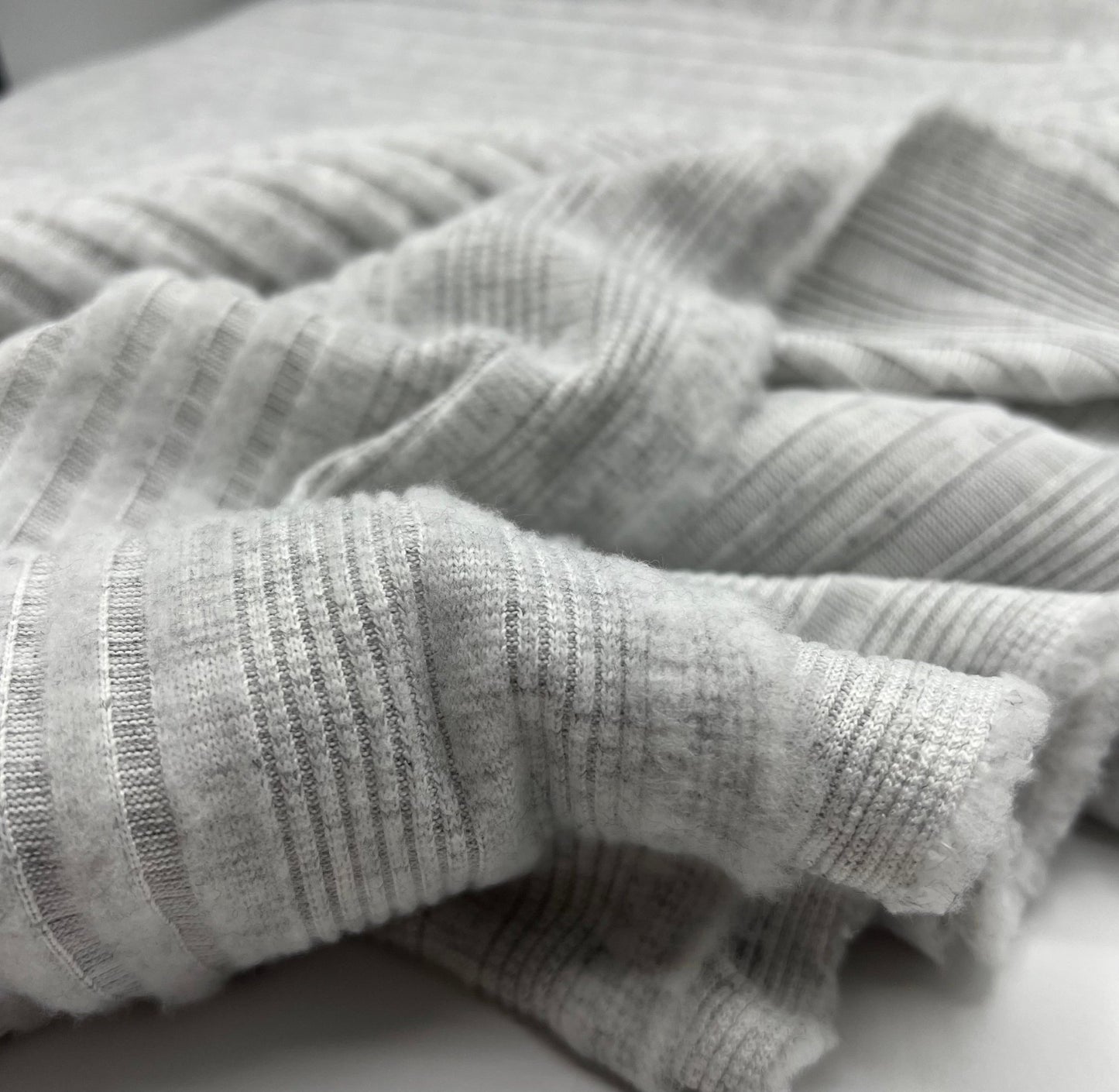 Grey Wide Soft Brushed Cosy Wide Rib Stretch Fabric - T9 Fabrics