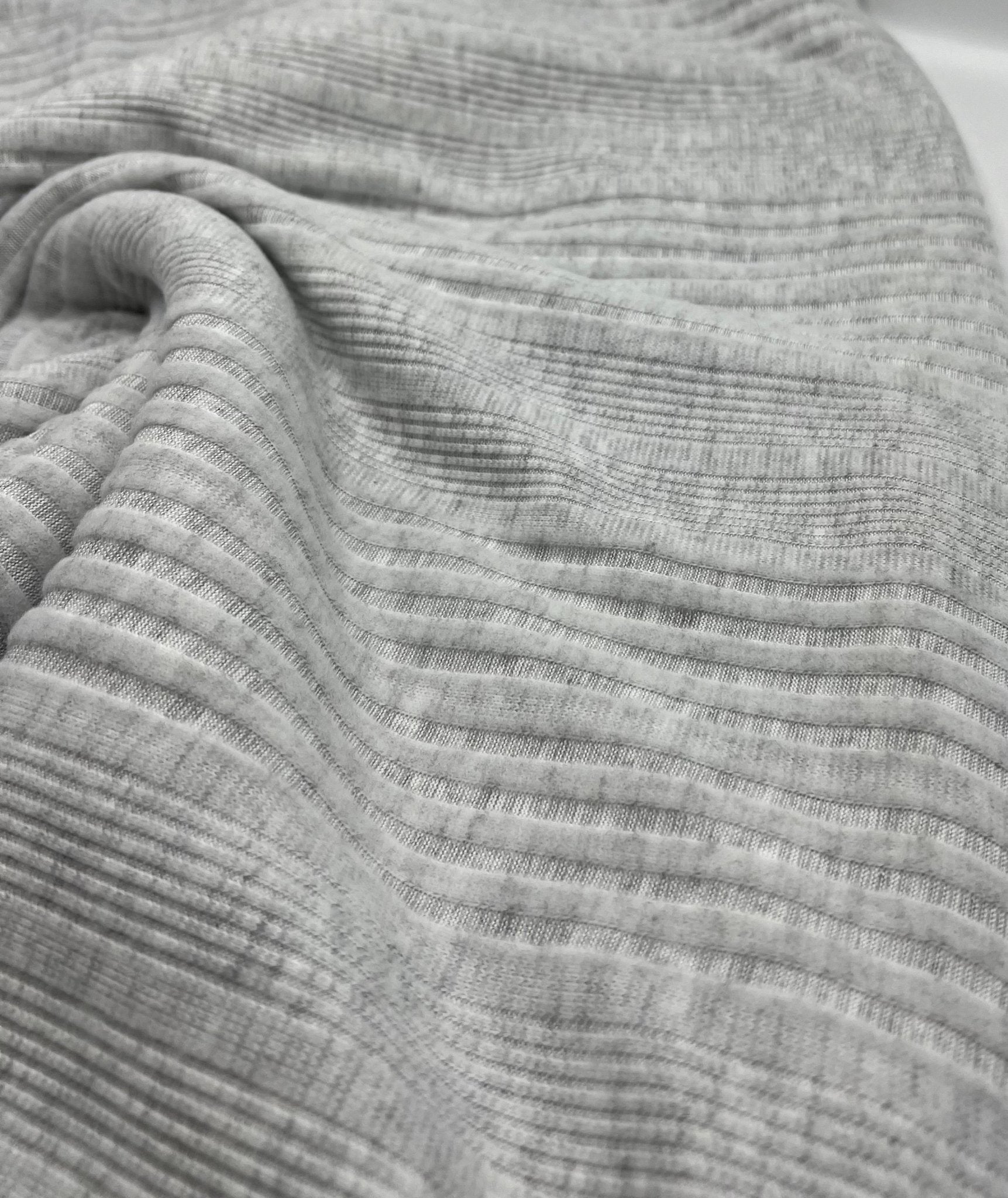 Grey Wide Soft Brushed Cosy Wide Rib Stretch Fabric - T9 Fabrics