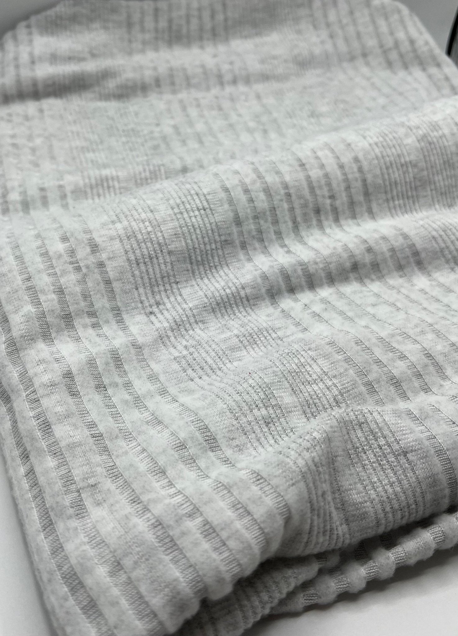 Grey Wide Soft Brushed Cosy Wide Rib Stretch Fabric - T9 Fabrics