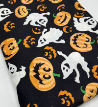 Halloween Pumpkin Ghost Print Spun Poly Stretch Fabric - T9 Fabrics