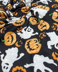 Halloween Pumpkin Ghost Print Spun Poly Stretch Fabric - T9 Fabrics
